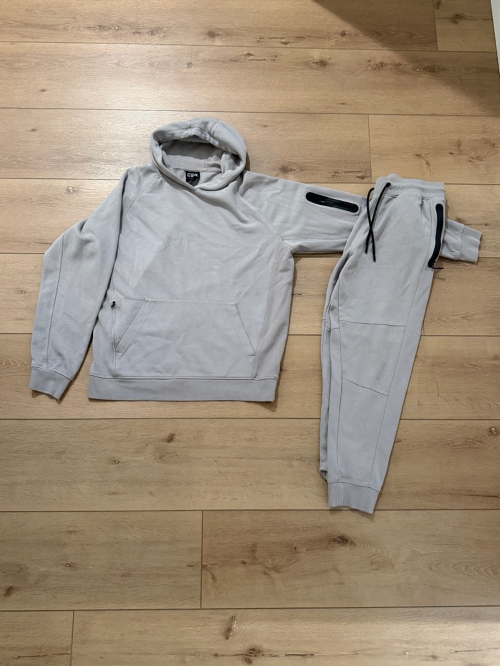 CSG Light Gray Two-Piece Hoodie & Jogger Set with Black Trim